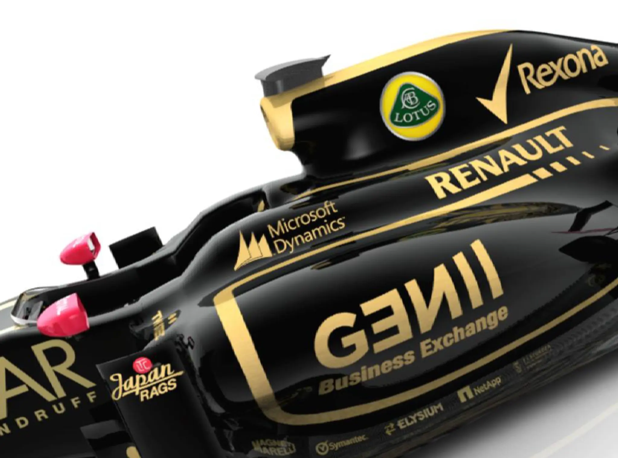 Lotus F1 chassis with Microsoft Dynamics branding on the sidepod, 2012